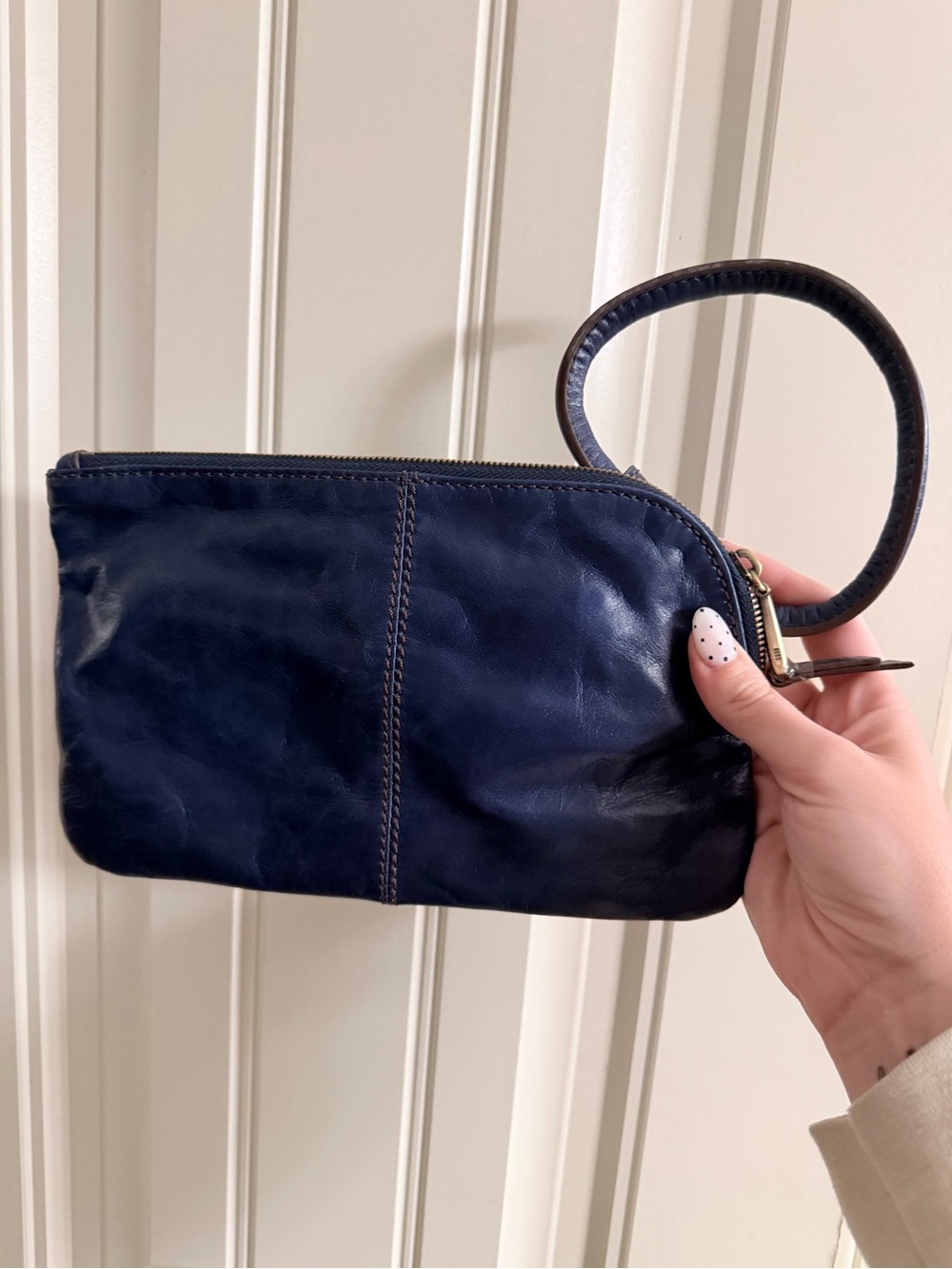 HOBO Navy Leather Wristlet Clutch